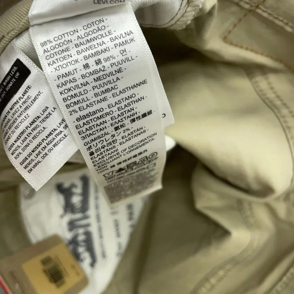 NEW Levis 514 Men's W30 L30 Straight Stretch Khaki Pants  Beige Cotton  G1655